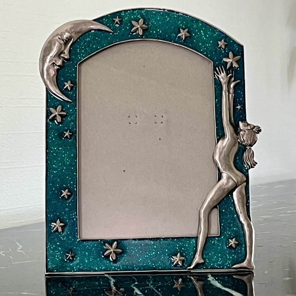 W.F Pewter Co Gymnast, Moon, Stars Green/Blue Pewter 3x5 4x6 Photo/Pictu…﻿﻿﻿﻿﻿﻿﻿